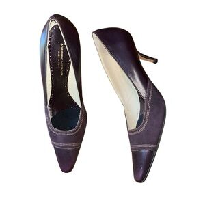 Adrienne Vittadini Italy Purple Leather Suede Cap Toe Pointy Heels Women’s‎ 7M
